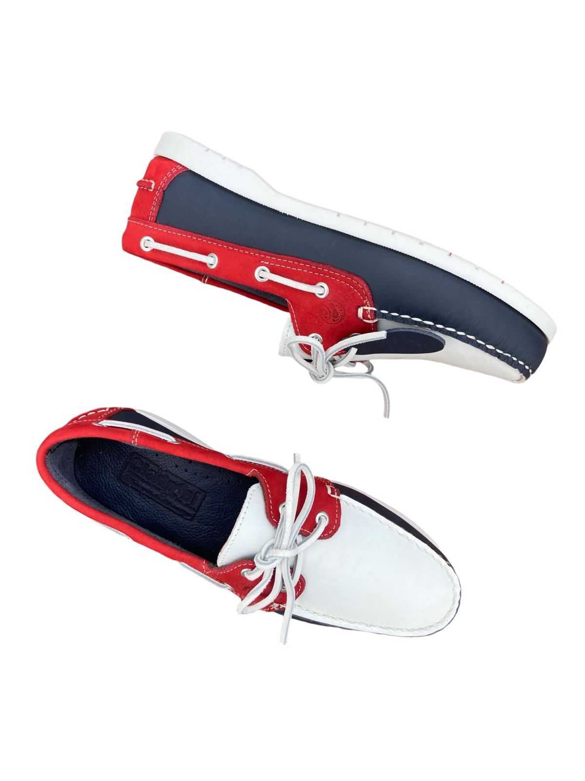 Nautico Tricolor Con Cordones Rojo, Navy, Blanco